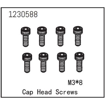 Absima Cap Head Screw M3*8 (8) (AB1230588)
