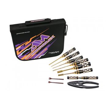 Arrowmax AM Toolset-1/10 Elect Trg Cars-Tool Bag Blk/Golden (AM199444)