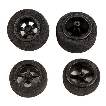 Team Associated DR28 Wheels & Tyres Mounted (F & R) Black (AS21446)