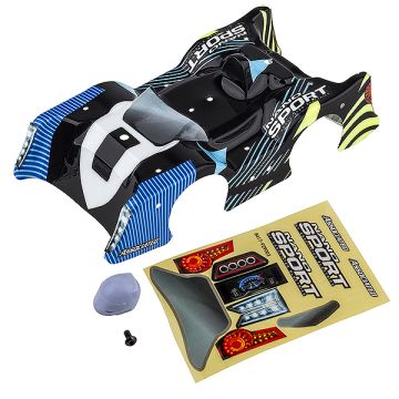 Team Associated Nano Sport Blue/Black Bodyshell W/Decals (AS21601)