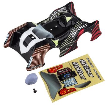 Team Associated Nano Sport Red/Black Bodyshell W/Decals (AS21602)