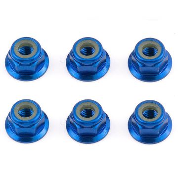 Team Associated FT M4 Locknut Blue Aluminium Flanged (AS31551)