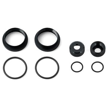 Team Associated 16mm Shock Collar & Seal Retainer Set - Black (AS81492)
