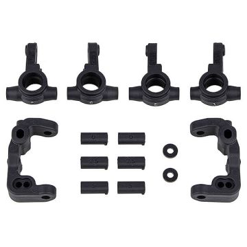 Team Associated RC10B6.4 -1mm Scrub Caster And Steering Blocks, Carbon (AS91985)
