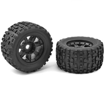 Corally Monster Truck Tires Xl 4S Grabber Glued On Black Rims (C-00180-632)