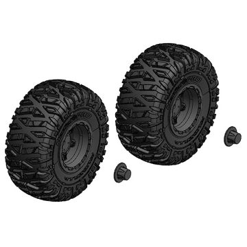 Corally Tyre And Rim Set Truck Black Rims 1 Pair (C-00250-092-B)