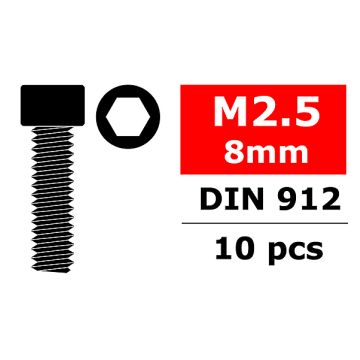 Corally Steel Screws M2. 5 X 8mm Hex Socket Head 10 P (C-3001-25-08)