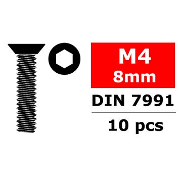 Corally Steel Screws M4 X 8mm Hex Flat Head 10 Pcs (C-3002-40-08)