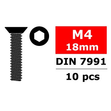 Corally Steel Screws M4 X 18mm Hex Flat Head 10 Pcs (C-3002-40-18)