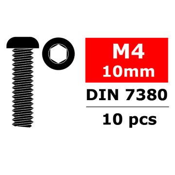 Corally Steel Screws M4 X 10mm Hex Button Head 10 Pcs (C-3003-40-10)