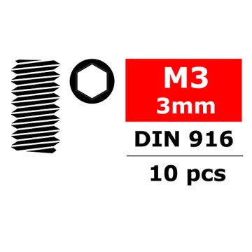 Corally Steel Set Screws M3 X 3mm Hex 10 Pcs (C-3004-30-03)