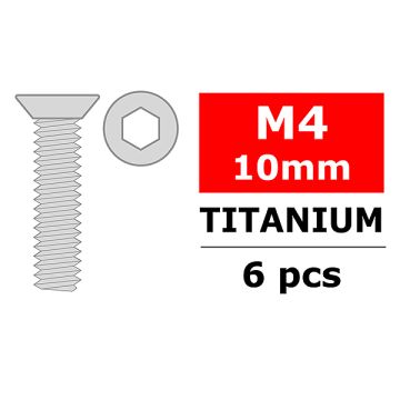 Corally Titanium Screws M4 X 10mm Hex Flat Head 6 Pc (C-3022-40-10)