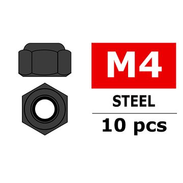 Corally Steel Nylstop Nut M4 Black Coated 10 Pcs (C-31003)