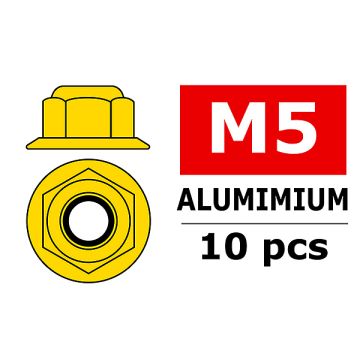 Corally Aluminium Nylstop Nut M5 Flanged Gold 10 P (C-3107-50-0)