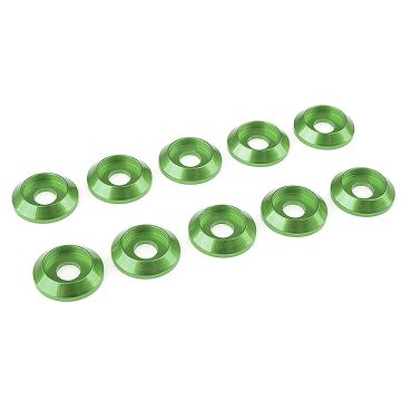 Corally Aluminium Washer For M4 Button Head Screws Od=12mm Green 10Pcs (C-31321)