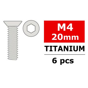 Corally Titanium Screws M4 X 20mm Hex Flat Head 6 Pcs (C-34034)