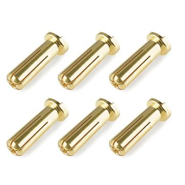 Corally Bullit Connector 5.0mm Male Solid Type Gold Plated Ultra Low Resistance Wire 90Deg 6Pcs (C-50153)