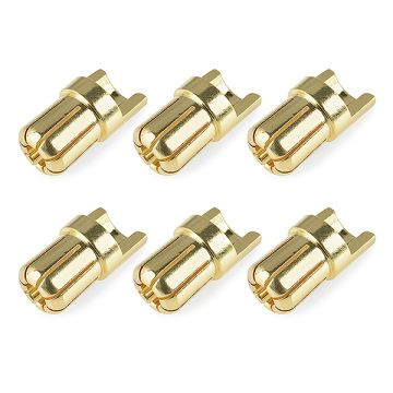 Corally Bullit Connector 6.5mm Male Solid Type Gold Plated Ultra Low Resistance Wire Straight 6Pcs (C-50155)