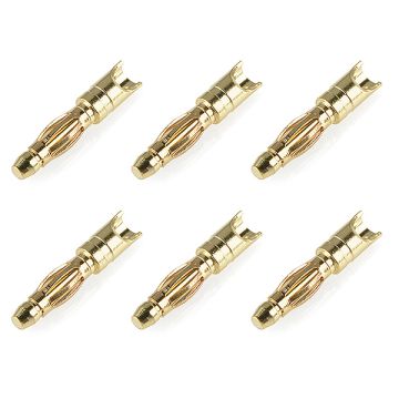 Corally Bullit Connector 2.0mm Male Spring Type Gold Plated Wire Straight 6Pcs (C-50170)