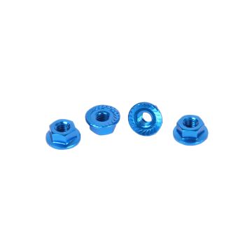 Core RC - Serrated Alloy M4 Nuts; Blue  pk 4 (CR035)