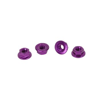Core RC - Serrated Alloy M4 Nuts; Violet  pk 4 (CR036)