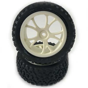 Fastrax 1:10th Mounted Cuboid Buggy Front Tyres White 10-Sp (FAST0036W)