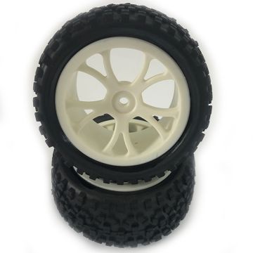 Fastrax 1:10th Mounted Cuboid Buggy Rear Tyres White 10-Sp (FAST0037W)