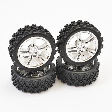 Fastrax 1:10 Touring Wheel/ Rally Block 5-Spoke Chrome (4) (FAST0074C)