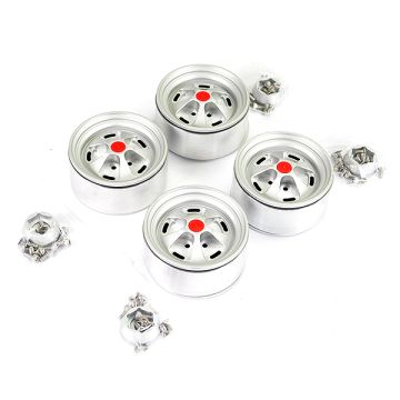 Fastrax Aluminum Beadlock Star 1.9" Wheels - Silver (4Pc) (FAST0140S)