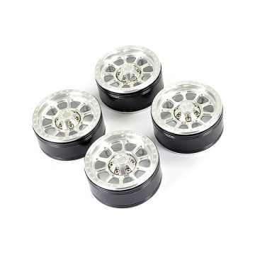 Fastrax Aluminum Beadlock Ten 1.9" Wheels - Silver (4Pc) (FAST0141S)