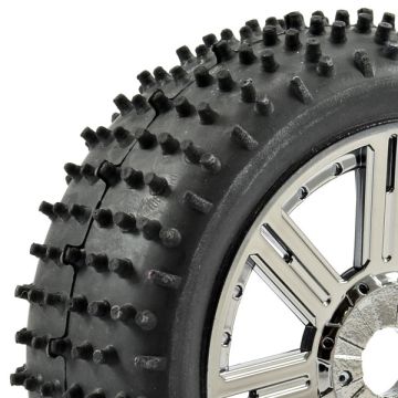 Fastrax 1:8th Lugger Mounted On 8-Spoke Black Chrome (Pr) (FAST1010BC)