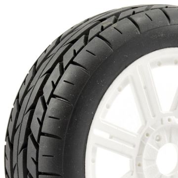 Fastrax 1:8th Eagle Tread Mounted On 8-Spoke White (Pr) (FAST1015W)