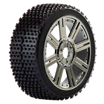 Fastrax 1:8th Cuboid Mounted On 8-Spoke Black Chrome (Pr) (FAST1020BC)