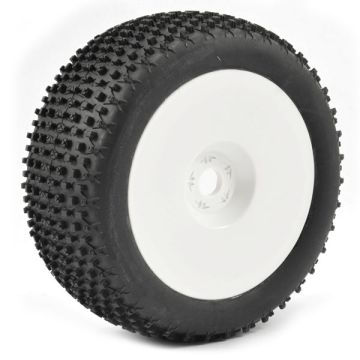 Fastrax 1:8th Truggy X-Block Mtd On White Dished 0 Offset(Pr) (FAST1090WD)