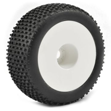 Fastrax 1:8th Truggy X-Block Mtd On White Dished 1/2"Offset(Pr) (FAST1091WD)