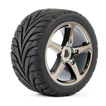 Fastrax 1:8th Truggy Eagle Mtd 5-Spoke Bk Chrome 0 Offset(Pr) (FAST1092BC-0)