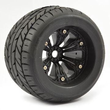 Fastrax 1:8th Mt Eagle Mounted 6-Spoke Black 1/2"Offset(Pr) (FAST1160B)