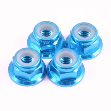 Fastrax M4 Blue Flanged Locknuts 4Pcs (FTM4BF)