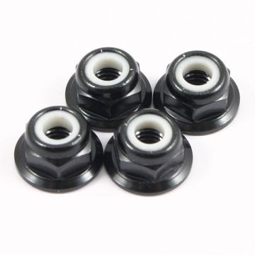 Fastrax M4 Black Serrated Aluminium Locknuts 4Pcs (FTM4BKS)