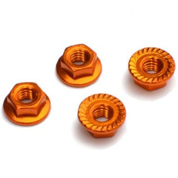 Fastrax M4 Gold Serrated Aluminium Locknuts 4Pcs (FTM4GS)
