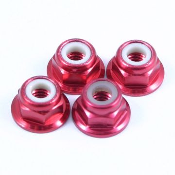 Fastrax M4 Red Flanged Locknuts 4Pcs (FTM4RF)