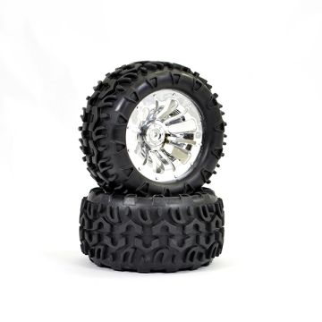 FTX Carnage Mounted Wheel/Tyre Complete Pair - Chrome (FTX6310C)