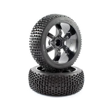 FTX Narrow Block Tyre/6-Spoke Wheel Mounted Offset (FTX7851B)