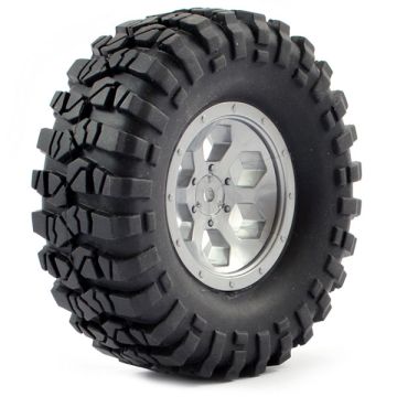 FTX Outback Pre-Mounted 6Hex/Tyre (2) - Grey (FTX8170G)