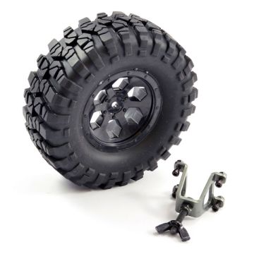 FTX Outback Spare Tyre Mount & Tyre/6 Hex Wheel Black (FTX8249B)