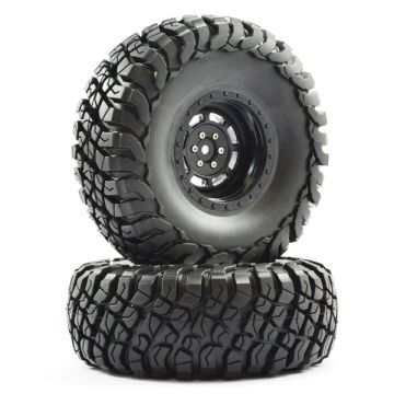 FTX Mauler 2.2" All Terrain Tyres Pre-Glued On Black Wheels (2) (FTX8766B)