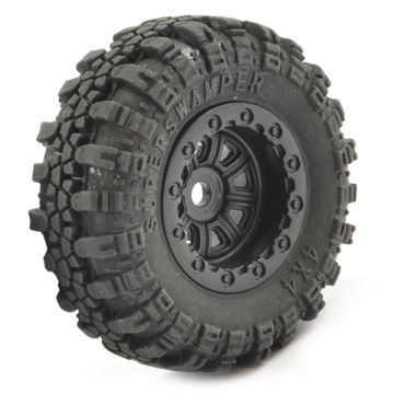 FTX Outback Mini Swamper Tire & Wheel Set - Black (4pcs) (FTX8859BK)