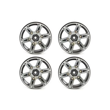 Fastrax 1.9" Heavyweight Split 6 Spoke Alloy Beadlock Wheels (4) Black (FAST0146BK)