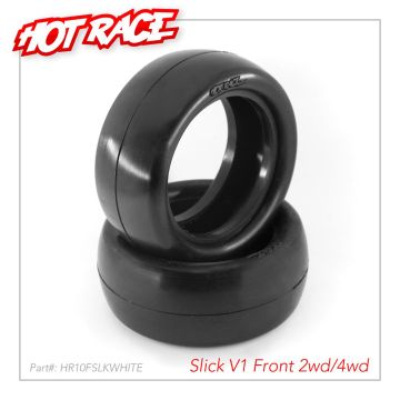 Hot Race 1/10 Tyres Fr Slick V1 2Wd/4Wd White - Pr (HR003-2201)