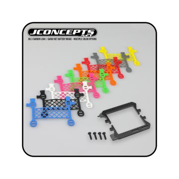 JConcepts B6.3 Carbon Logo/Cargo Net Battery Brace, (Black) (JC2298-2)